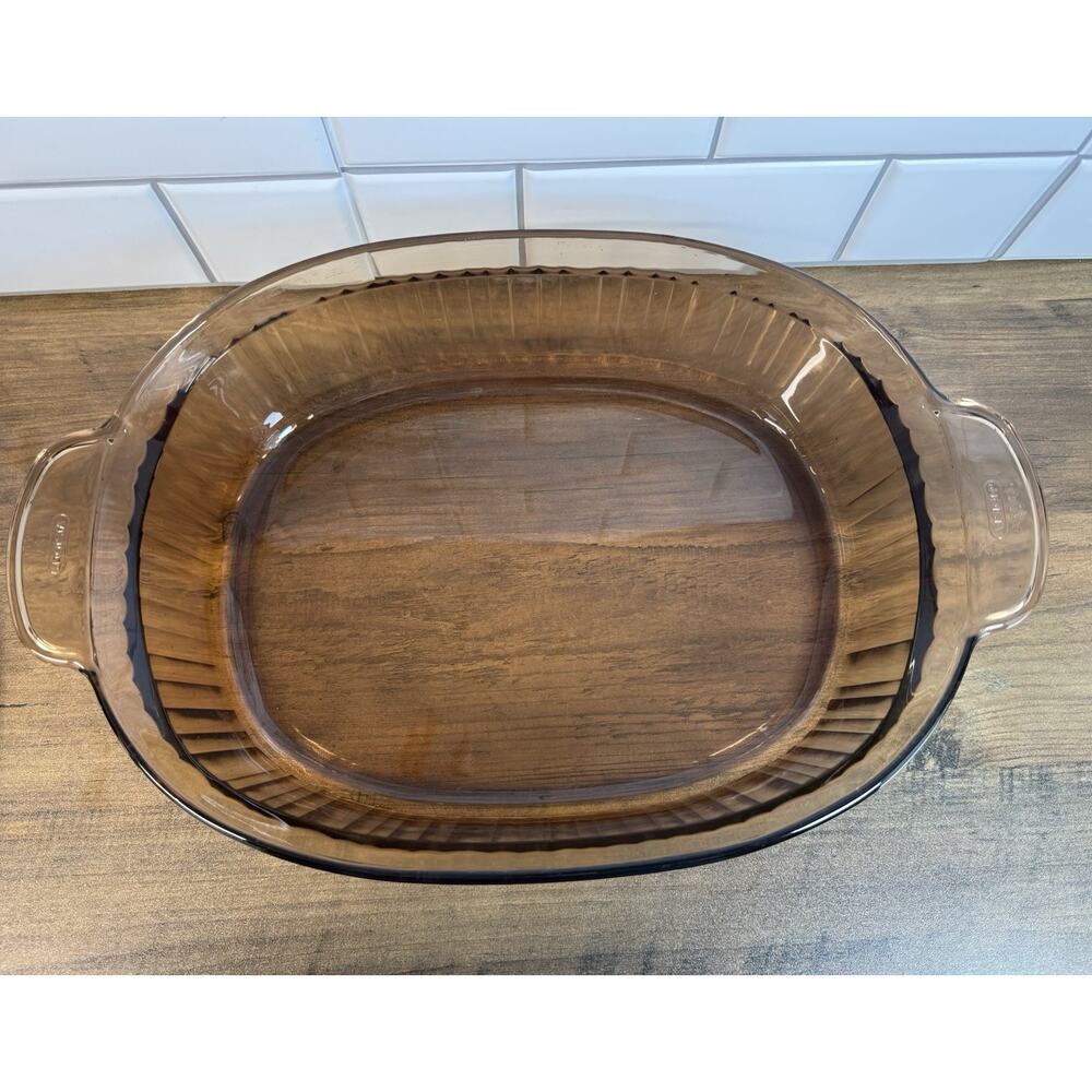 Corning Visions Ware Amber 4 Liter Ribbed Dutch Oven Roaster & LID - Picture 3 of 11